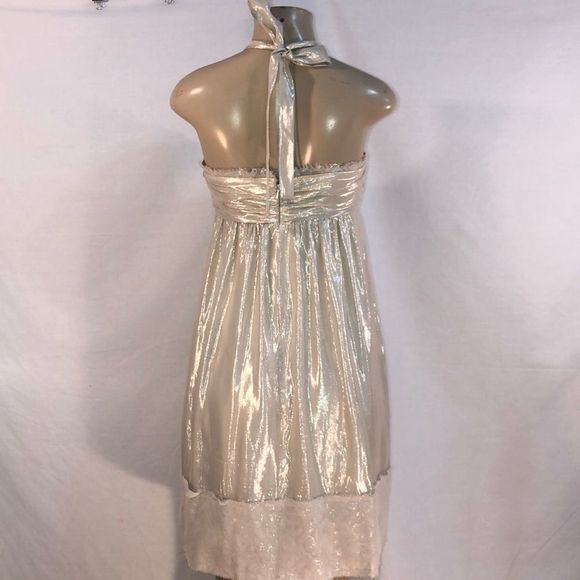 BCBG Maxazria Metallic Halter Dress - Picture 4 of 9